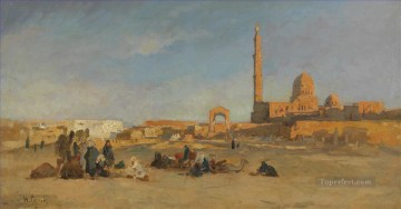  scenery - blick auf die kalifengr ber von kairo Hermann David Salomon Corrodi orientalist scenery